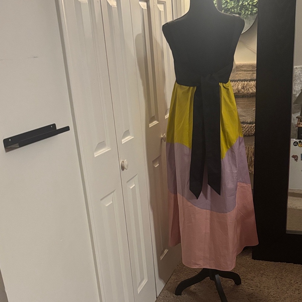 Kate Spade Scallop Blocked Midi Dress with Bow - Picture 2 of 8